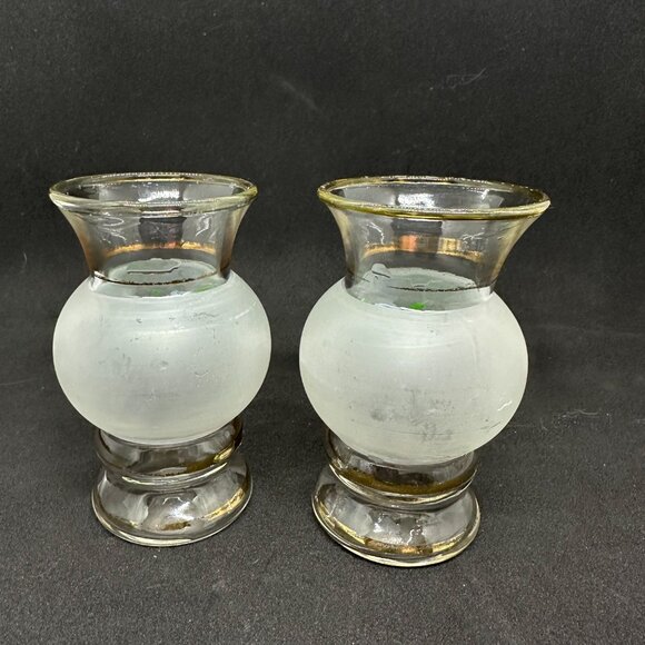 Vintage Bartlett Collins Glass Bud Vase Flower Floral Hand Painted Frosted - Picture 3 of 9